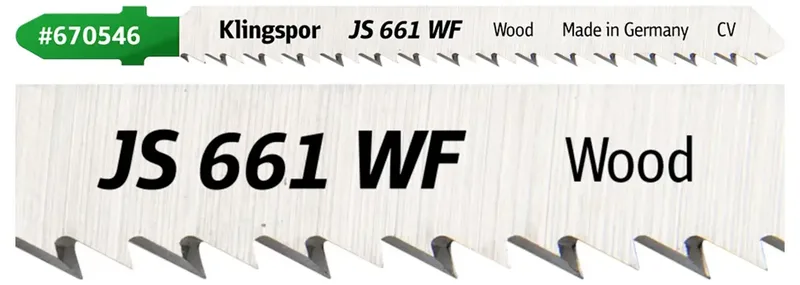 Klingspor 670546 JS 661 WF Stichsägeblätter, 100 x 8 x 1,45 mm Nutzlänge 75Crom-Vanadium, kreuzgeschliffen, konisch , 10 Zähne pro Zoll, SB-verpackt im Karton von Klingspor – Produktbild 2 von 2