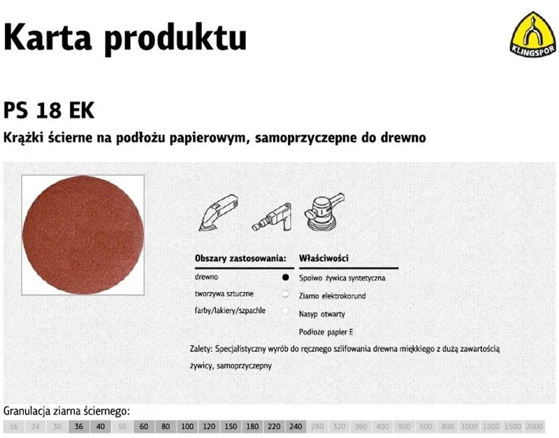 PS 18 EK - Schuurpapier Disc - 150mm - Korrel 80 - Ronde Vorm de Klingspor – image du produit