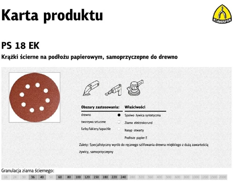 PS 18 EK - Schuurpapier Schijf - 125mm - Fijnheid 220 - Klittenband Bevestiging von Klingspor – Produktbild