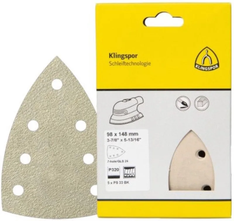 PS 33 CK Kleinverpakking Schuurpapier k60, met klittenband voor verf, lak, KLEIN-Spachtelmasse, hout de Klingspor – image du produit