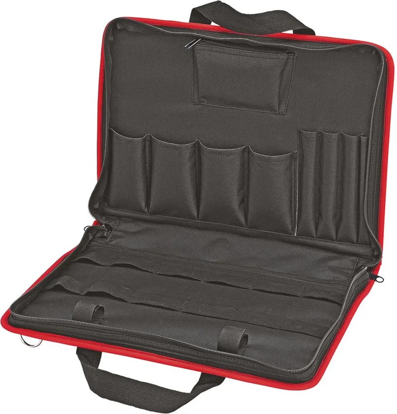 00 21 11 LE Gereedschapstas (zonder inhoud) Technicus (b x h x d) 410 x 60 x 290 mm van Knipex, Zwart, Rood – productafbeelding 1 van 3
