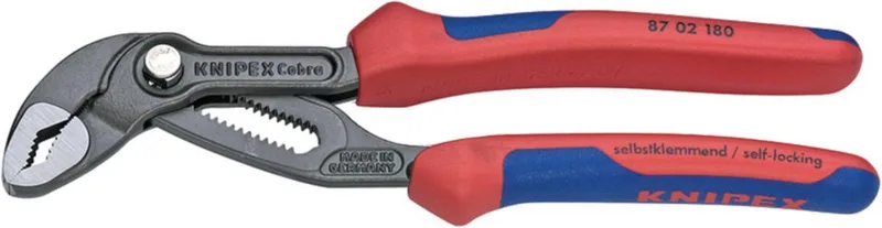 180mm Waterpomptang Cobra Gepolijst - 87 02 180 van Knipex, Kleurloos – productafbeelding 1 van 2