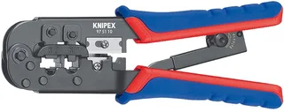 190 mm Krimptang voor Western-stekkers - 97 51 10 van Knipex, Rood-blauw – productafbeelding 1 van 2