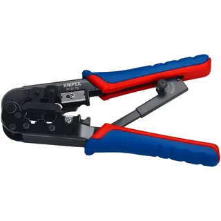 190 mm Krimptang voor Western-stekkers - 97 51 10 van Knipex, Rood-blauw – productafbeelding 2 van 2