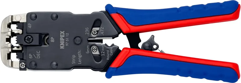 Pince à Sertir Pour Fiches Occidentales 200 Mm de Knipex, Blauw-rood – image du produit