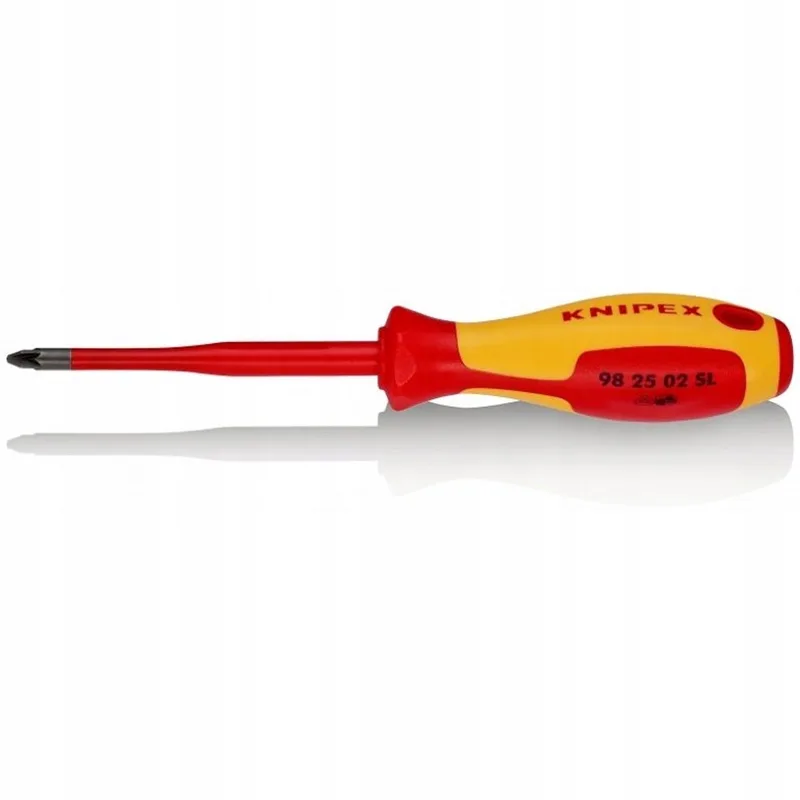 215 mm Schroevendraaier (Slim) voor kruiskopschroeven Pozidriv® - VDE - 98 25 02 SL von Knipex, Gelb – Produktbild