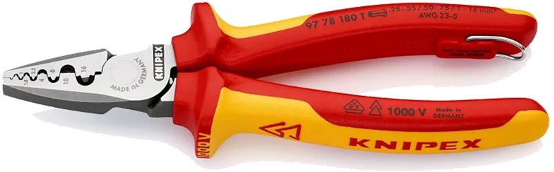 Knipex 97 78 180 T Pince à sertir pour embouts de câble 0.25 à 16 mm² de Knipex, Kleurloos – image du produit