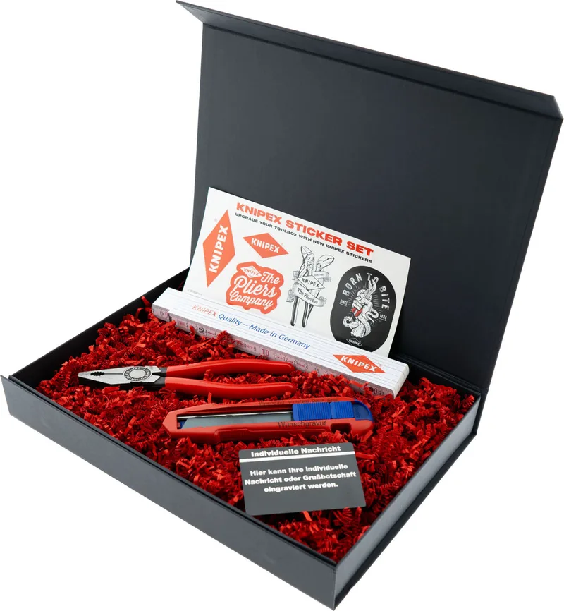 Geschenkbox Starter CutiX mit Gravur inkl. Kombizange & Zollstock | Personalisiertes Geschenk für Handwerker de Knipex – image du produit