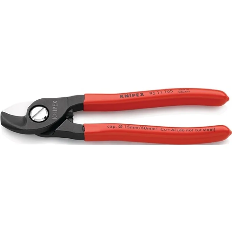 Kabelschere L.165mm max.28mm2 pol. m.Ku.-Überzug KNIPEX m.Klemmschutz van Knipex – productafbeelding