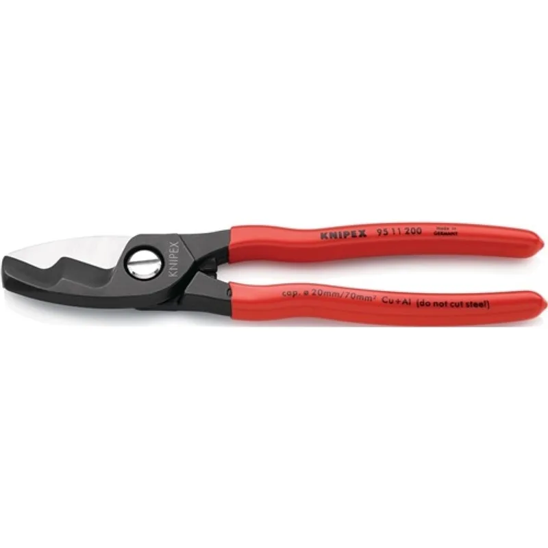 Kabelschere L.200mm max.70mm2 brün. m.Ku.-Überzug KNIPEX m.Klemmschutz by Knipex – product image