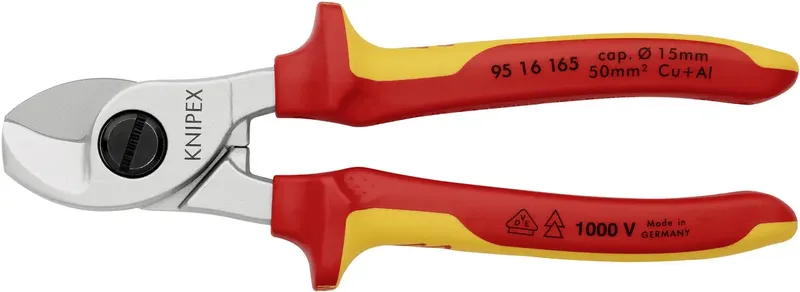 Kabelschere VDE L.165mm max.28mm2 Chrom Mehrkomp.-Hüllen KNIPEX m.Abgleitschutz by Knipex – product image 2 of 2