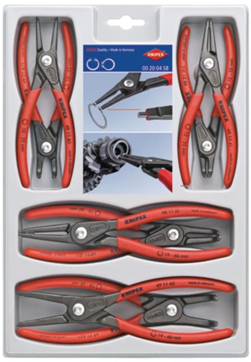 Sicherungsringzangensatz 8-tlg.SB-Lochung 10-60mm KNIPEX von Knipex, Kleurloos – Produktbild