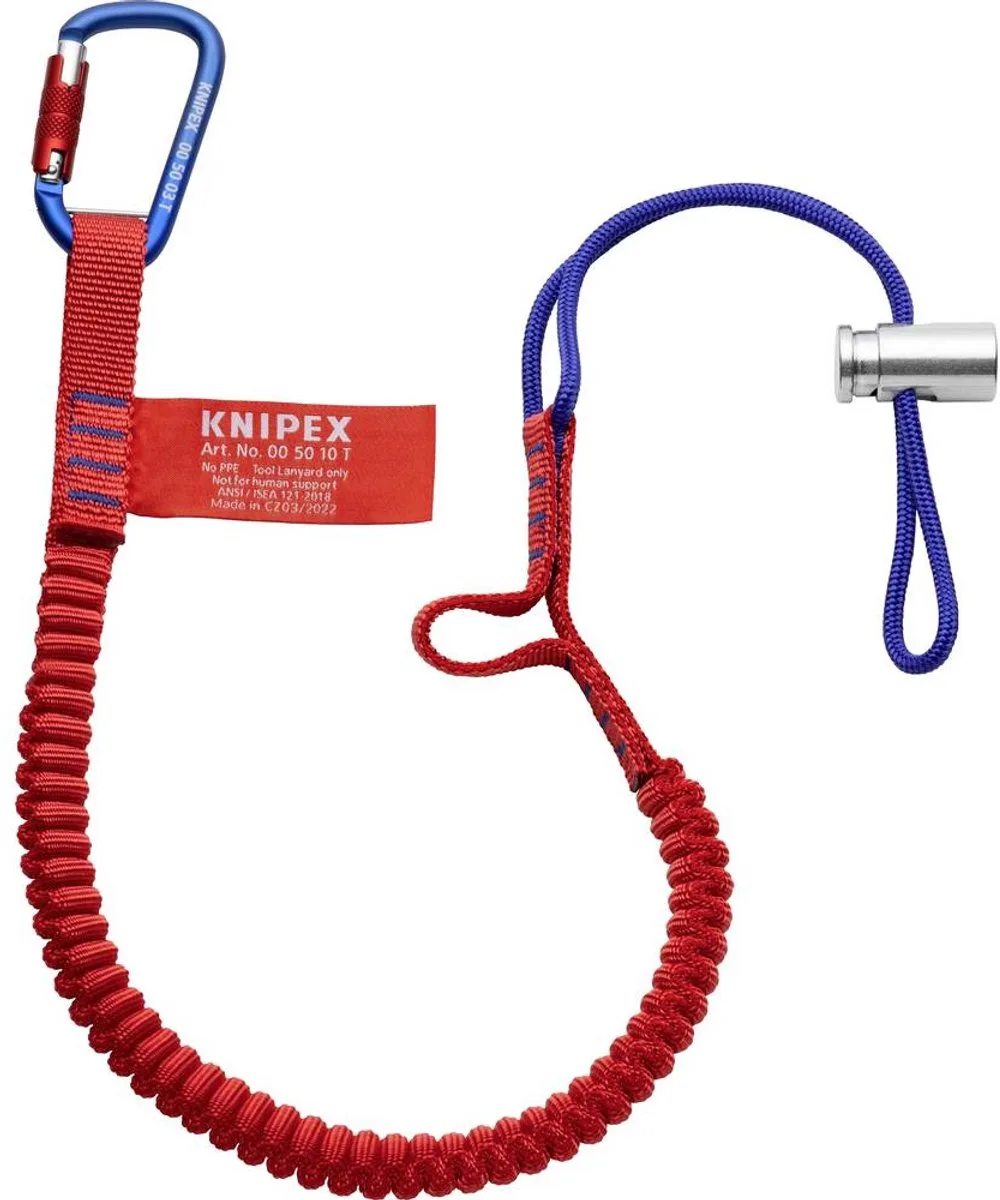 Knipex 00 50 12 T BK Knipex 00 50 12 T BK-vanglijn met vaste materiaalkarabijnhaak voor de valbeveiliging van het geree van Knipex, Kleurloos – productafbeelding