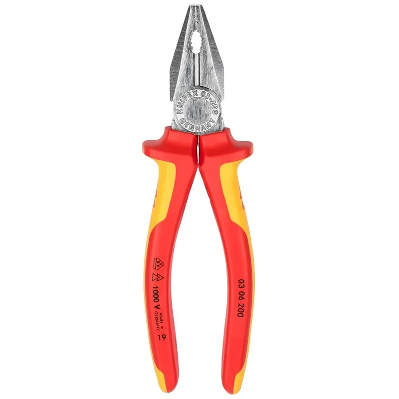 KNIPEX 03 06 200 Kombizange 200 mm VDE isoliert verchromt mit Mehrkomponenten-Hüllen fra Knipex – produktbillede 2 af 2