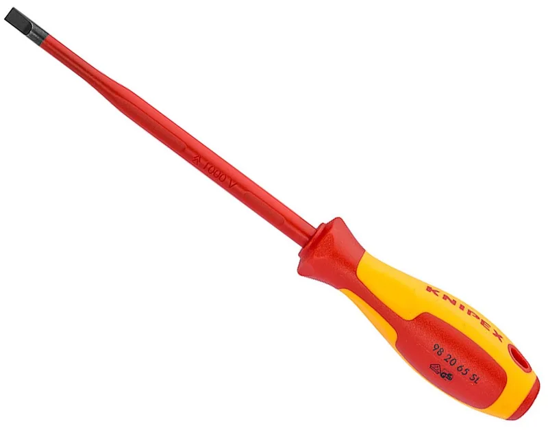 Knipex 260 mm Schroevendraaier (Slim) voor sleufschroeven - VDE - 98 20 65 SL by Knipex, Yellow – product image