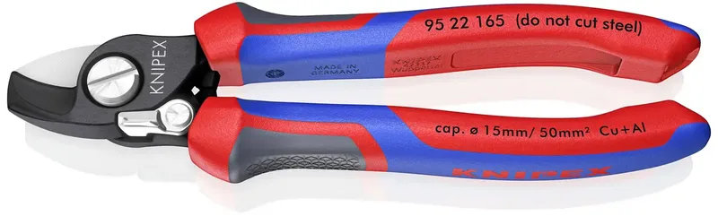 Knipex 95 22 165 Kabelschere Geeignet für (Abisoliertechnik) Alu- und Kupferkabel, ein- und mehrdrähtig 15 mm 50 mm² 0 fra Knipex – produktbillede 1 af 3