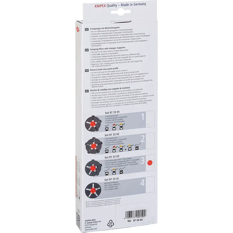 KNIPEX 97 33 03 MultiCrimp® Crimpzange mit Wechselmagazin mit Mehrkomponenten-Hüllen brüniert 250 mm de Knipex – image du produit 2 sur 2