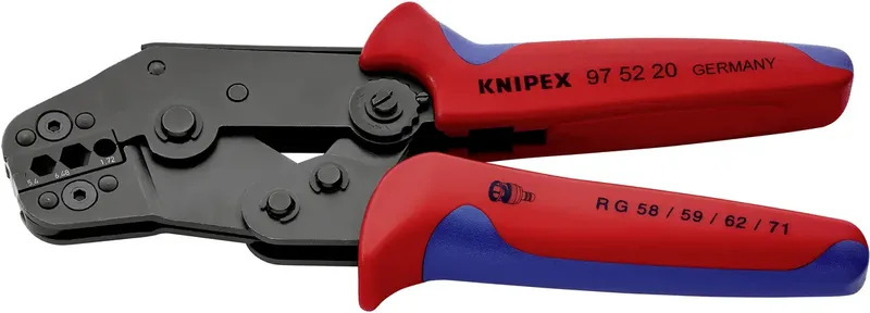 Knipex 97 52 20 Crimpzange Koaxial-Steckverbinder BNC, TNC RG58, RG59, RG62, RG71, RG223 von Knipex – Produktbild