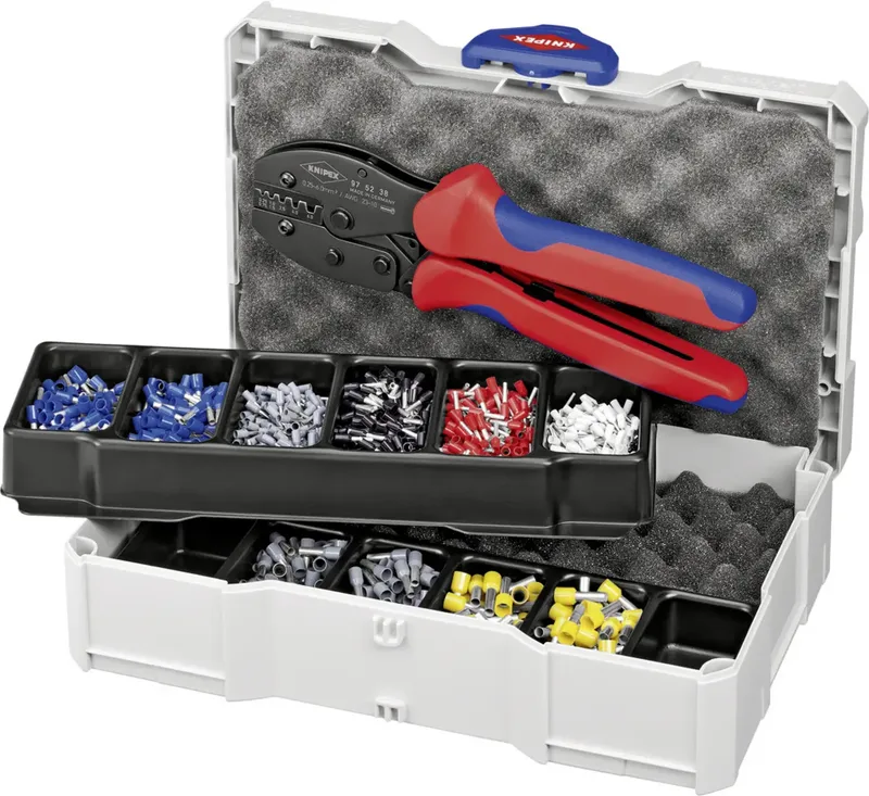 Knipex 97 90 23 Crimpzange Aderendhülsen 0.25 bis 6 mm² Inkl. Aderendhülsensortiment im Koffer fra Knipex – produktbillede 1 af 2