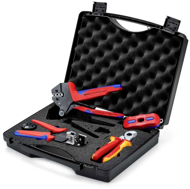 Knipex 97 91 04 V03 Crimpzange, Profi, Zangen Werkzeugkoffer bestückt (B x H x T) 280 x 80 x 280 mm de Knipex – image du produit