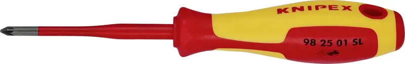 Pozidriv® 98 25 01 SL VDE Kreuzschlitz-Schraubendreher PZ 1 Klingenlänge: 80 mm von Knipex – Produktbild