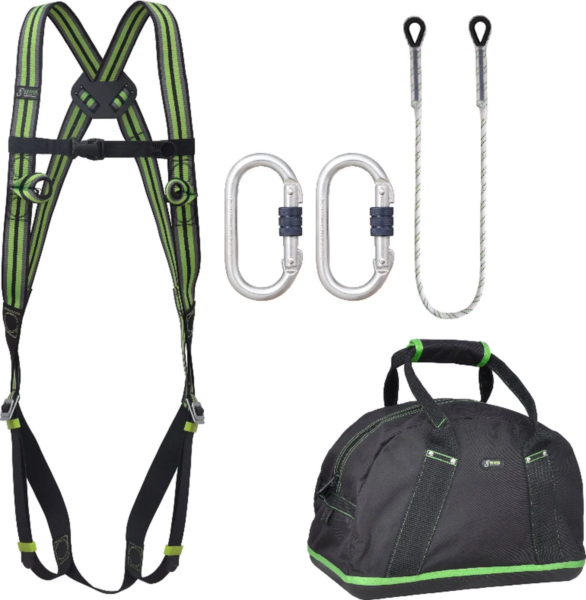 complete set valbeveiliging basic - Kernmantellijn 1,5m - 2x karabijnhaak von Kratos Safety – Produktbild