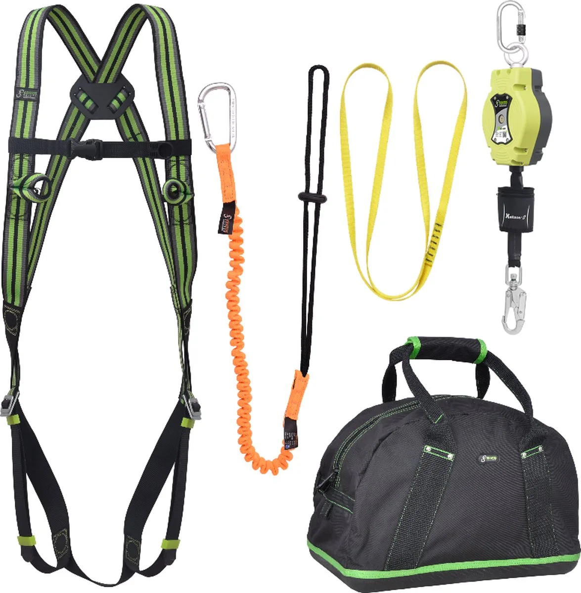complete set valbeveiliging basic - Valstopblok 6m - Ankerstrop 1,20m - Uitrekbare gereedschapslijn by Kratos Safety – product image