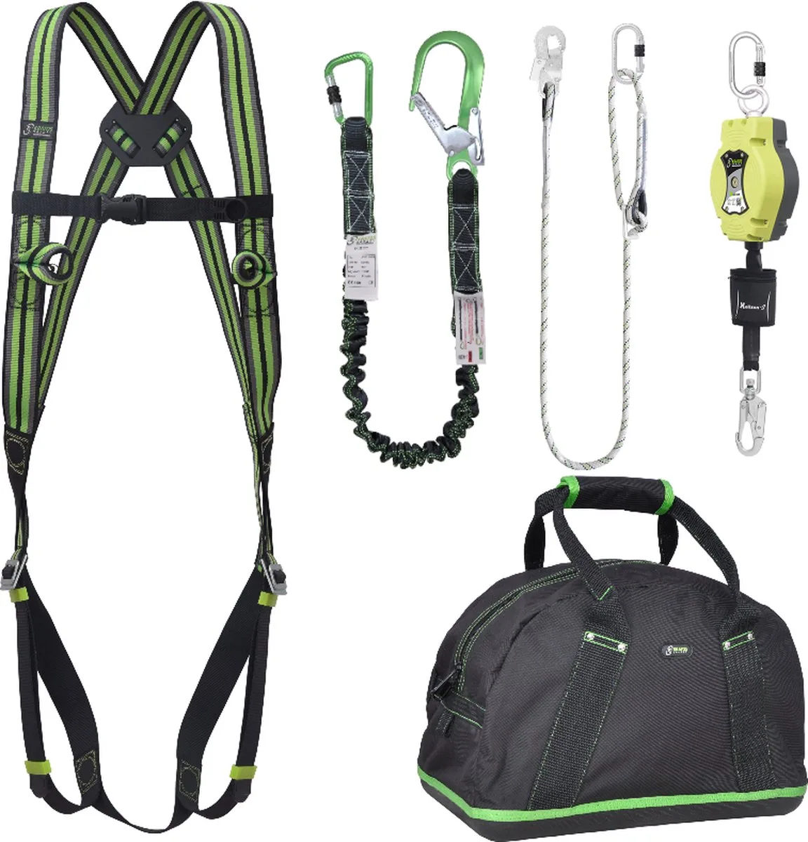 complete set valbeveiliging basic - Valstopblok - Elastische leeflijn - Werkpositielijn 2m by Kratos Safety – product image