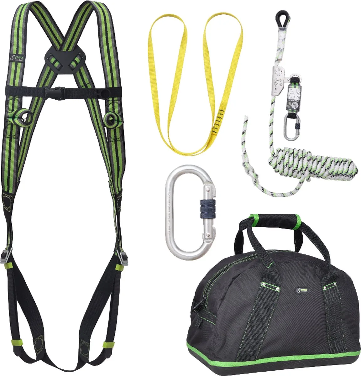 complete set valbeveiliging basic - Veiligheidslijn 10m - Ankerstrop 1,20m - Extra karabijnhaak von Kratos Safety – Produktbild