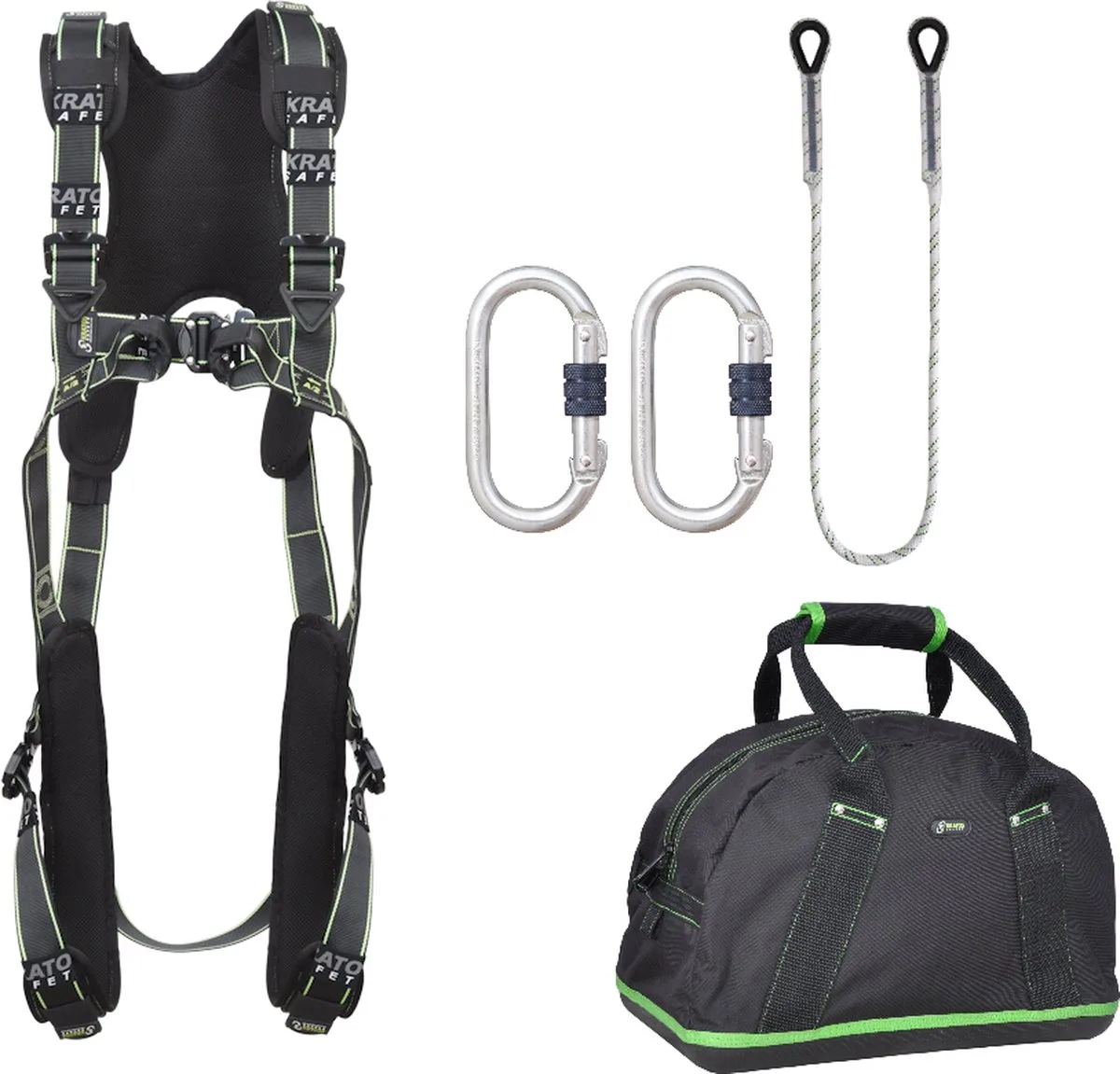 complete set valbeveiliging comfort - Kernmantellijn 1,5m - 2x karabijnhaak - Maat L-XXL by Kratos Safety – product image