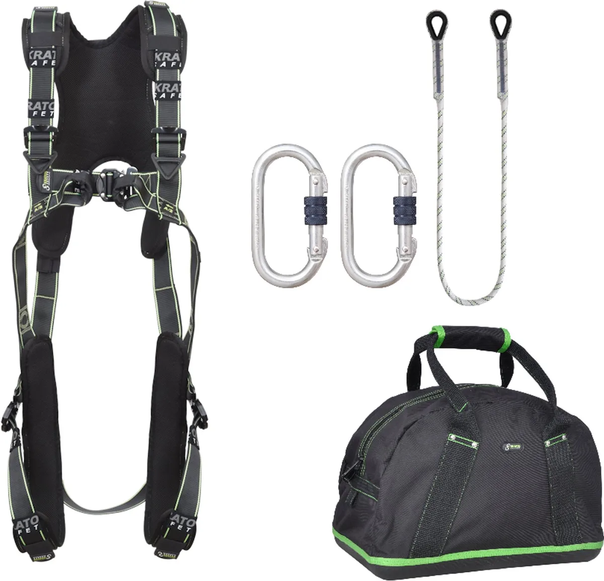 complete set valbeveiliging comfort - Kernmantellijn 1,5m - 2x karabijnhaak - Maat M-L fra Kratos Safety – produktbillede