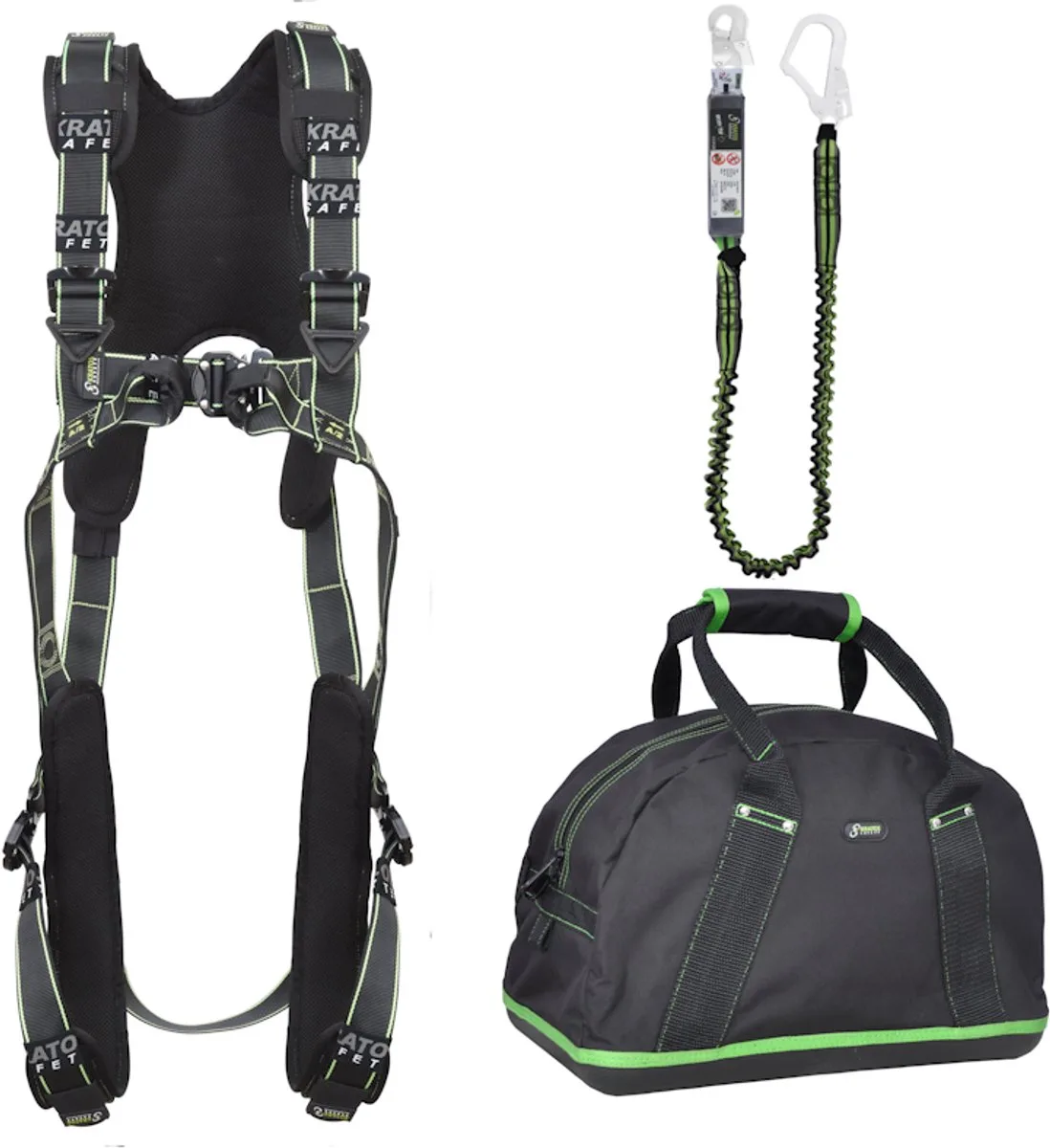 complete set valbeveiliging Comfort met elastische weerhoudingslijn - Maat M-L van Kratos Safety – productafbeelding