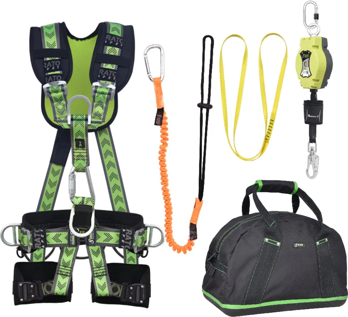 complete set valbeveiliging comfort-plus - Valstopblok 6m - Ankerstrop 1,20m - Uitrekbare gereedschapslijn - Maat L-XXL by Kratos Safety – product image