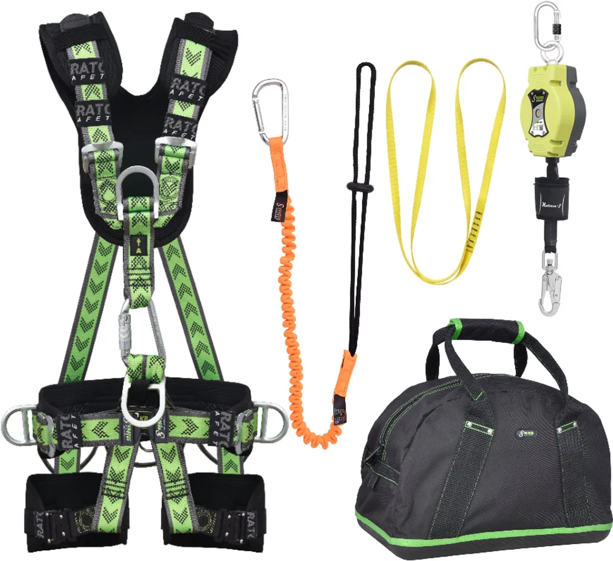 complete set valbeveiliging comfort-plus - Valstopblok 6m - Ankerstrop 1,20m - Uitrekbare gereedschapslijn - Maat M-L från Kratos Safety – produktbild
