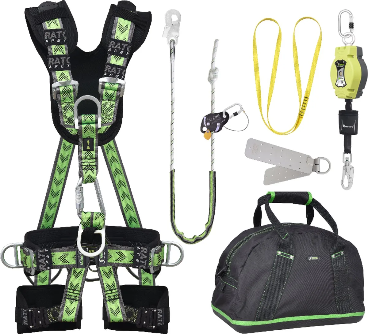 complete set valbeveiliging Comfort-Plus - Valstopblok - Werkpositielijn - Ankerstrop - Ankerpunt - Maat M-L by Kratos Safety – product image