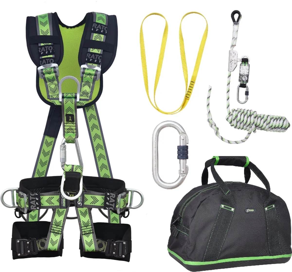 complete set valbeveiliging comfort-plus - Veiligheidslijn 10m - Ankerstrop 1,20m - Extra karabijnhaak - Maat M-L van Kratos Safety – productafbeelding