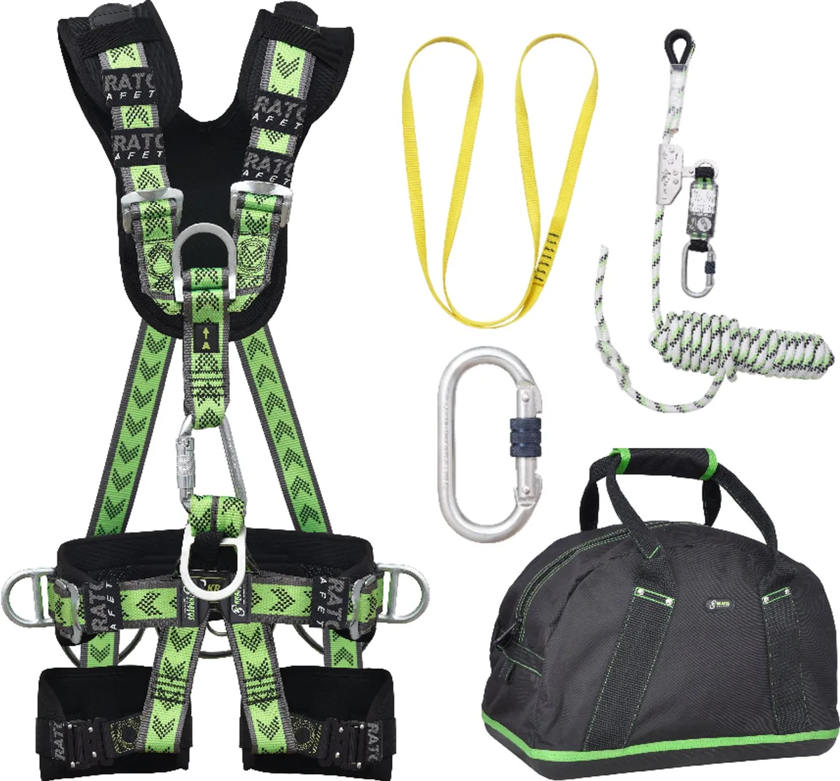 complete set valbeveiliging comfort-plus - Veiligheidslijn 10m - Ankerstrop 1,20m - Extra karabijnhaak - Maat L-XXL från Kratos Safety – produktbild