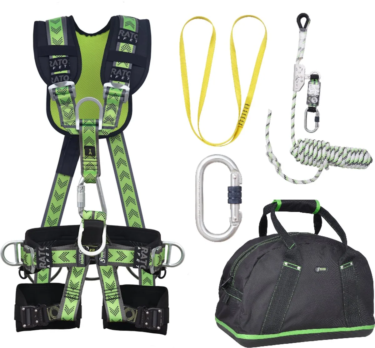 complete set valbeveiliging comfort-plus - Veiligheidslijn 10m - Ankerstrop 1,20m - Extra karabijnhaak - Maat M-L by Kratos Safety – product image