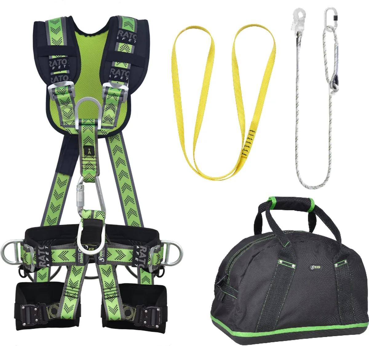 complete set valbeveiliging comfort-plus - Werkpositielijn 2m - Ankerstrop - Maat M-L van Kratos Safety – productafbeelding