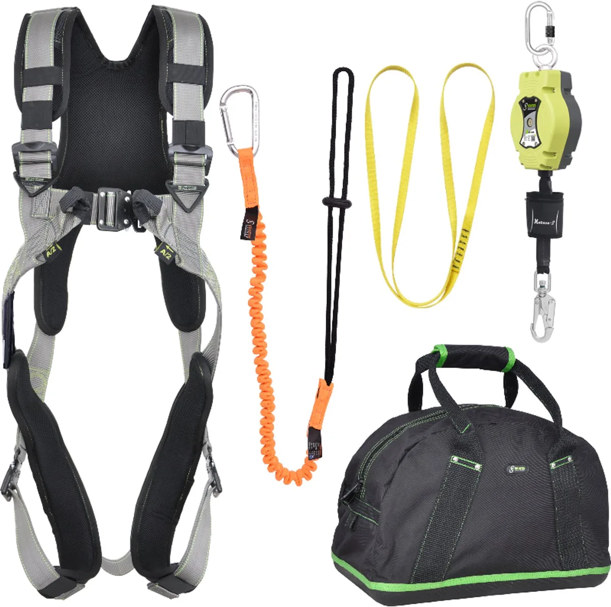 complete set valbeveiliging comfort - Valstopblok 6m - Ankerstrop 1,20m - Uitrekbare gereedschapslijn - Maat L-XXL by Kratos Safety – product image