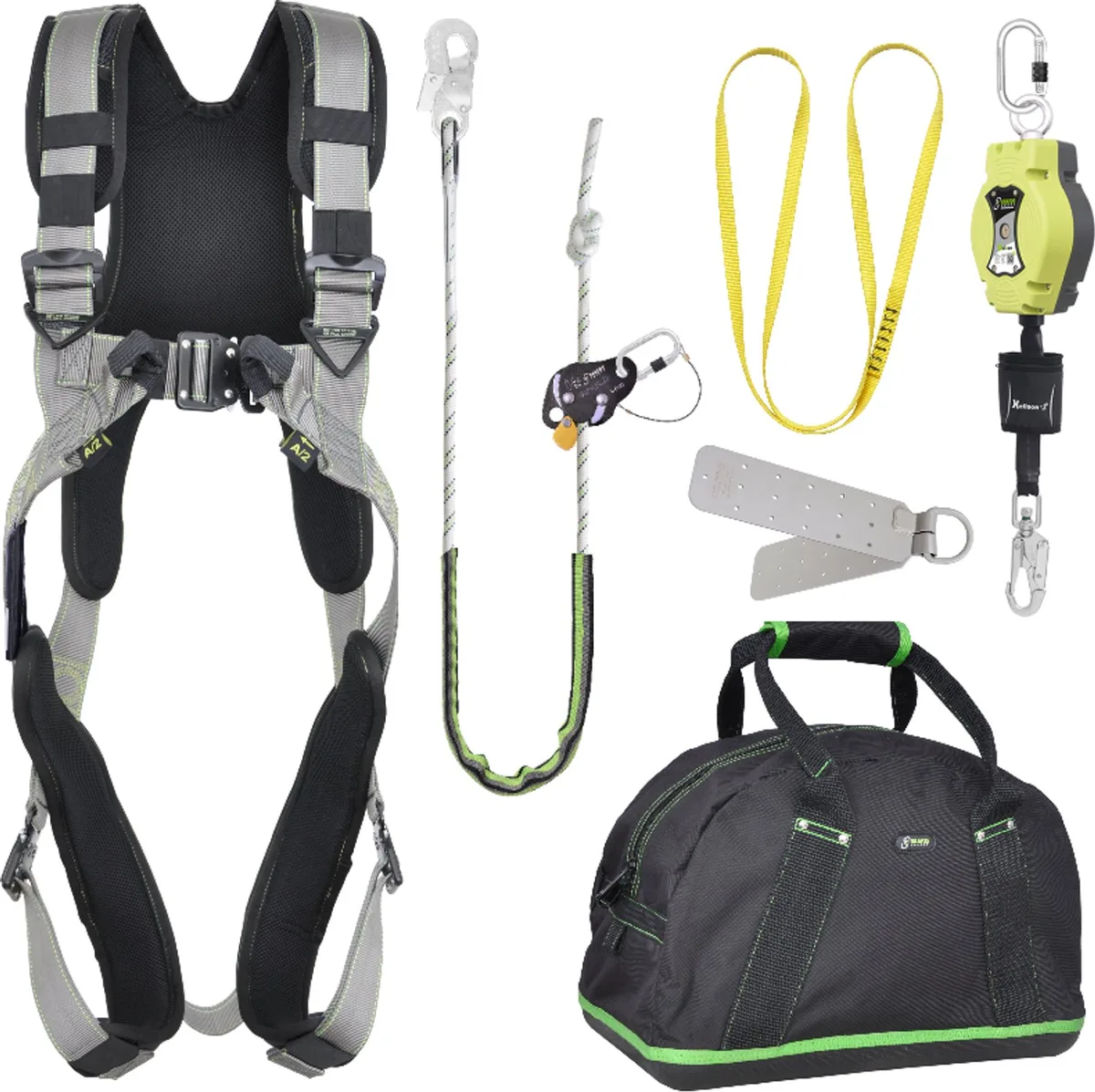 complete set valbeveiliging comfort - Valstopblok - Werkpositielijn - Ankerstrop - Ankerpunt - Maat L-XXL by Kratos Safety – product image