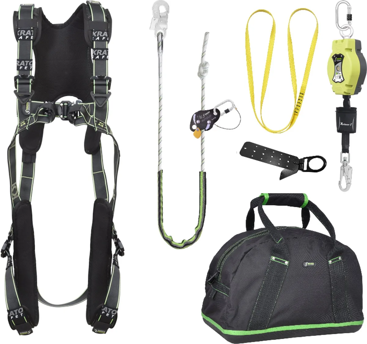 complete set valbeveiliging comfort - Valstopblok - Werkpositielijn - Ankerstrop - Ankerpunt - Maat M-L by Kratos Safety – product image