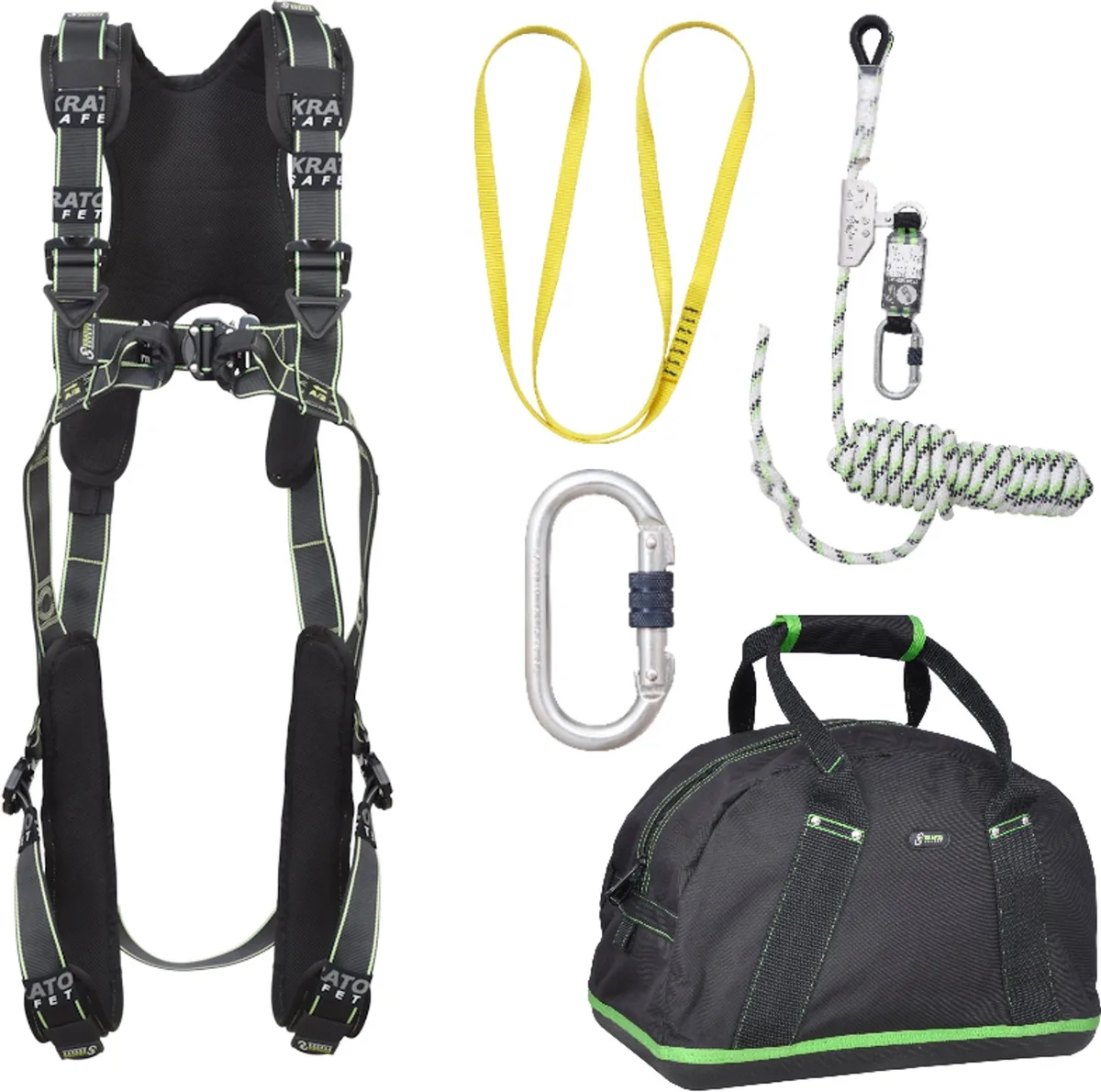 complete set valbeveiliging comfort - Veiligheidslijn 10m - Ankerstrop 1,20m - Extra karabijnhaak - Maat L-XXL by Kratos Safety – product image
