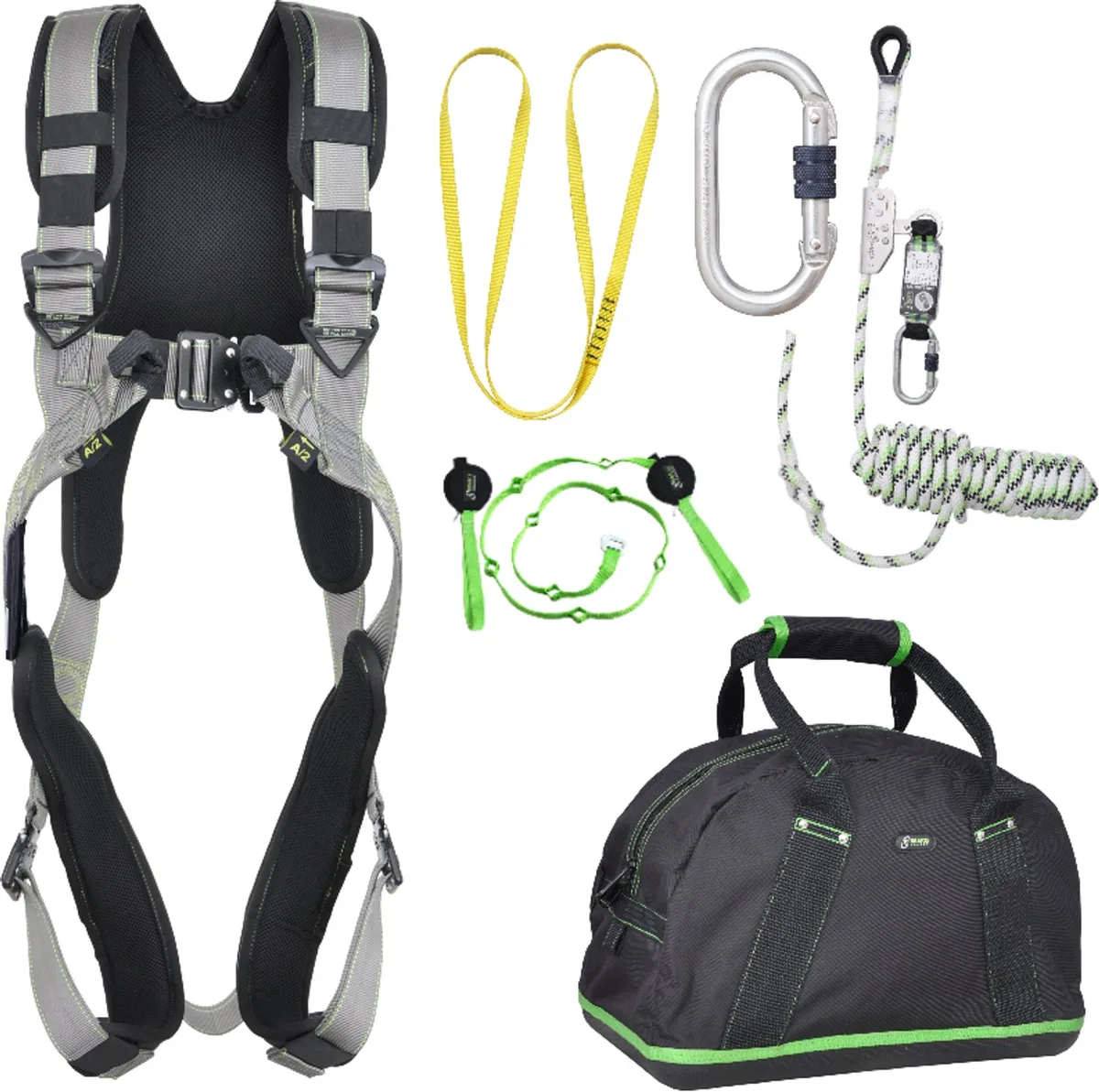 complete set valbeveiliging comfort - Veiligheidslijn - Ankerstrop - Trauma riem - Extra karabijnhaak - Maat L-XXL von Kratos Safety – Produktbild