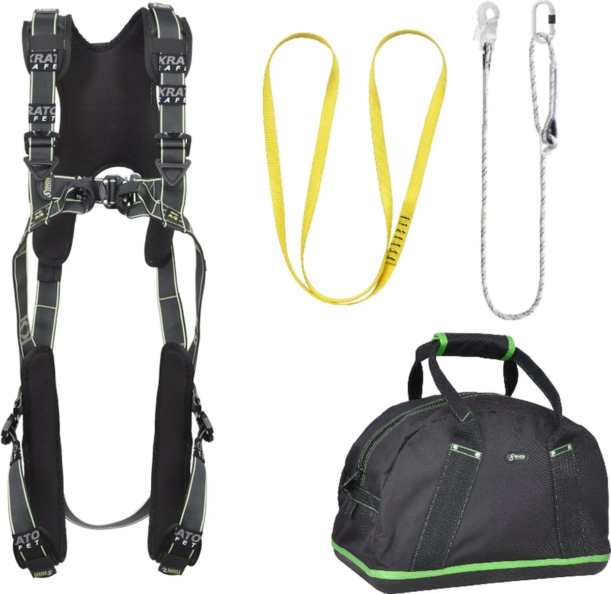 complete set valbeveiliging comfort - Werkpositielijn 2m - Ankerstrop - Maat L-XXL by Kratos Safety – product image