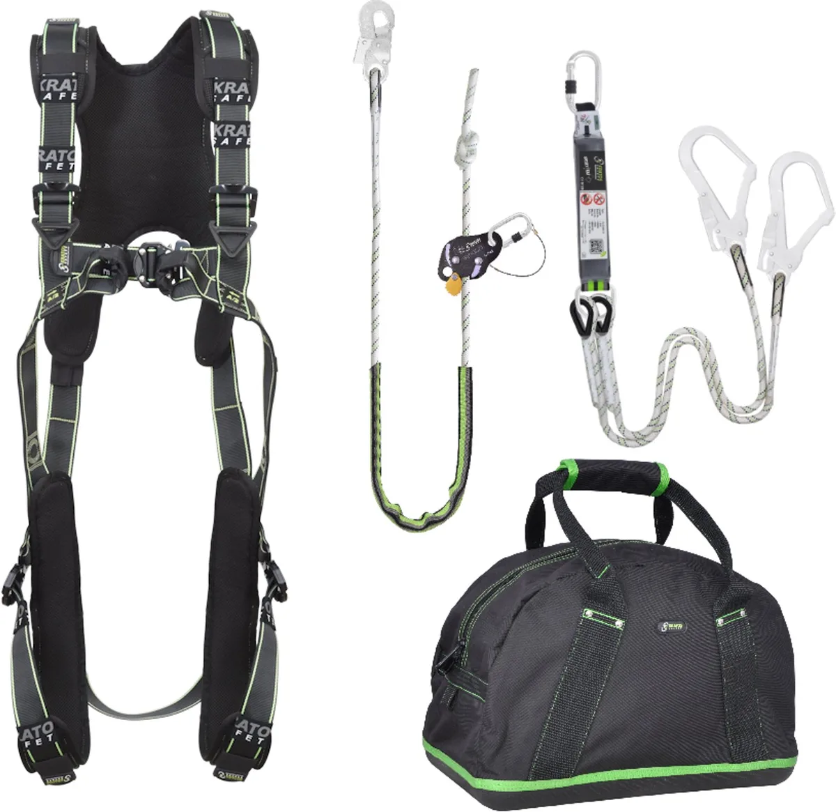 complete set valbeveiliging comfort - Werkpositielijn - Y-leeflijn 1.5m - Maat M-L de Kratos Safety – image du produit