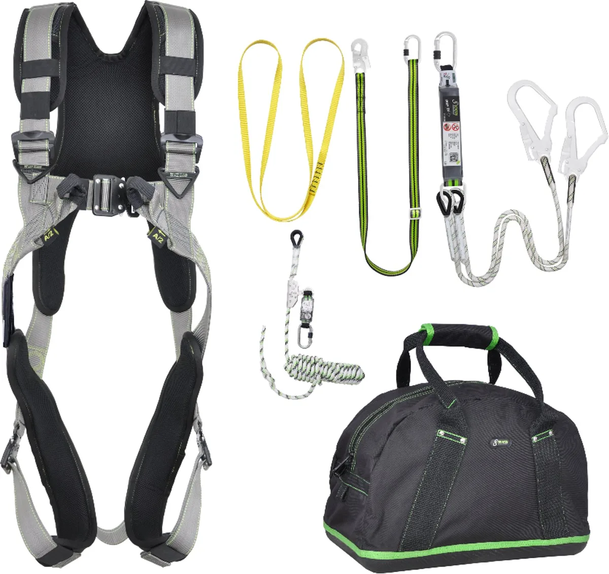 complete set valbeveiliging comfort - Y-leeflijn - Veiligheidslijn - Werkpositielijn - Ankerstrop - Maat L-XXL von Kratos Safety – Produktbild