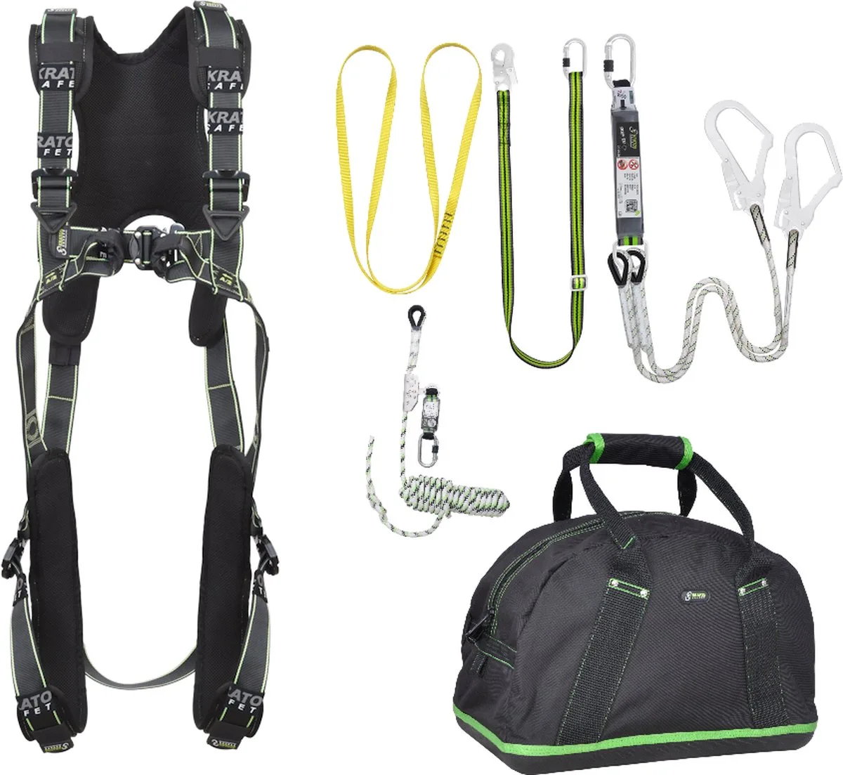 complete set valbeveiliging comfort - Y-leeflijn - Veiligheidslijn - Werkpositielijn - Ankerstrop - Maat M-L de Kratos Safety – image du produit
