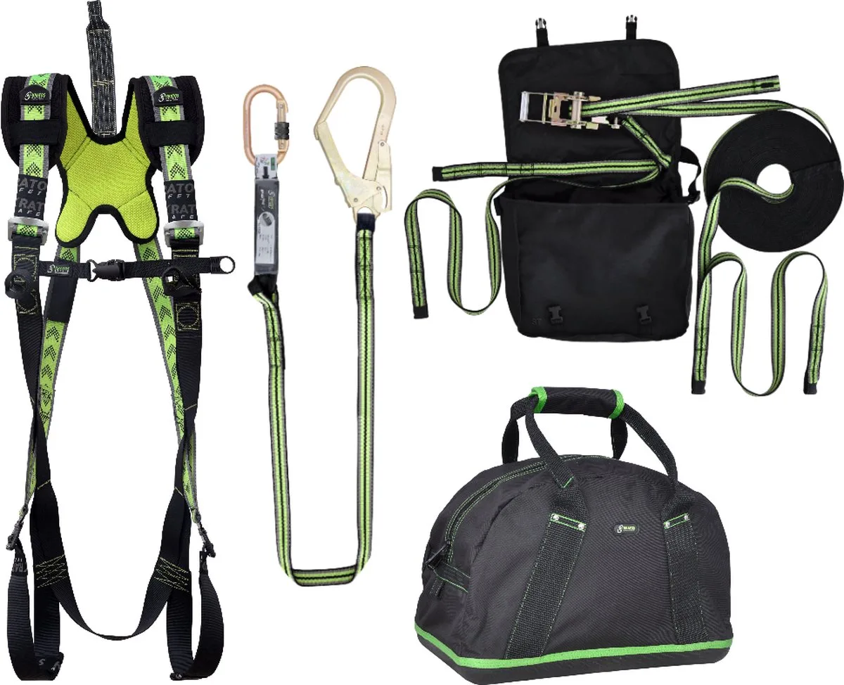 complete set valbeveiliging standaard - Horizontale leeflijn - Leeflijn band - Maat S-L från Kratos Safety – produktbild