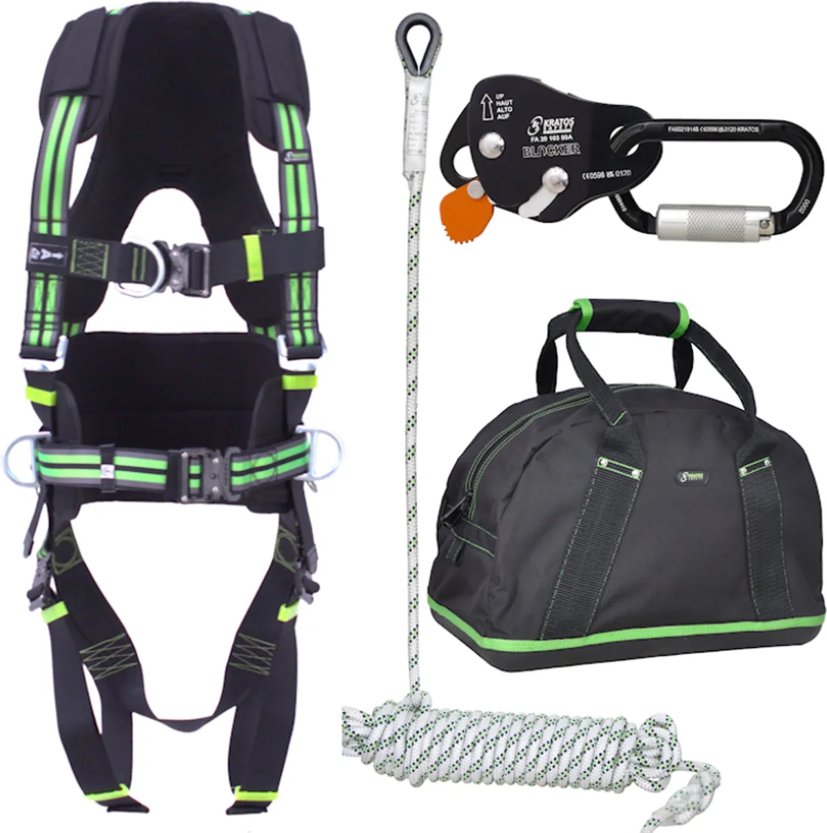 Complete set valbeveiliging Standaard-Plus - Daken / Afdalen 20mtr - Maat S-L van Kratos Safety – productafbeelding